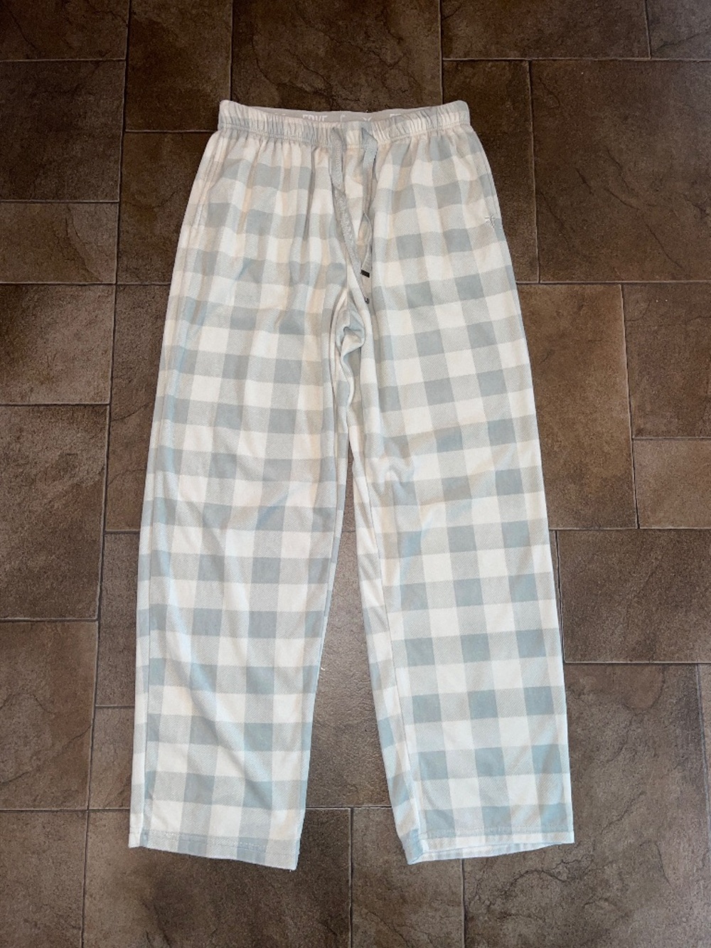Frye Fleece Gray Checkered Drawstring Waist Pajama Pants w/ Pockets Size Small
